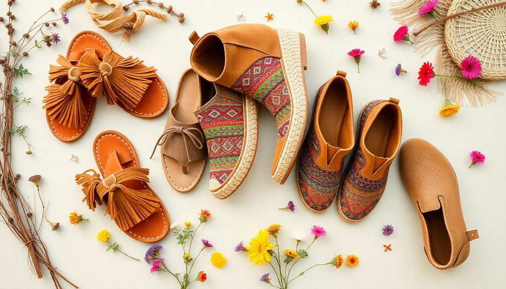 bohemian style footwear details