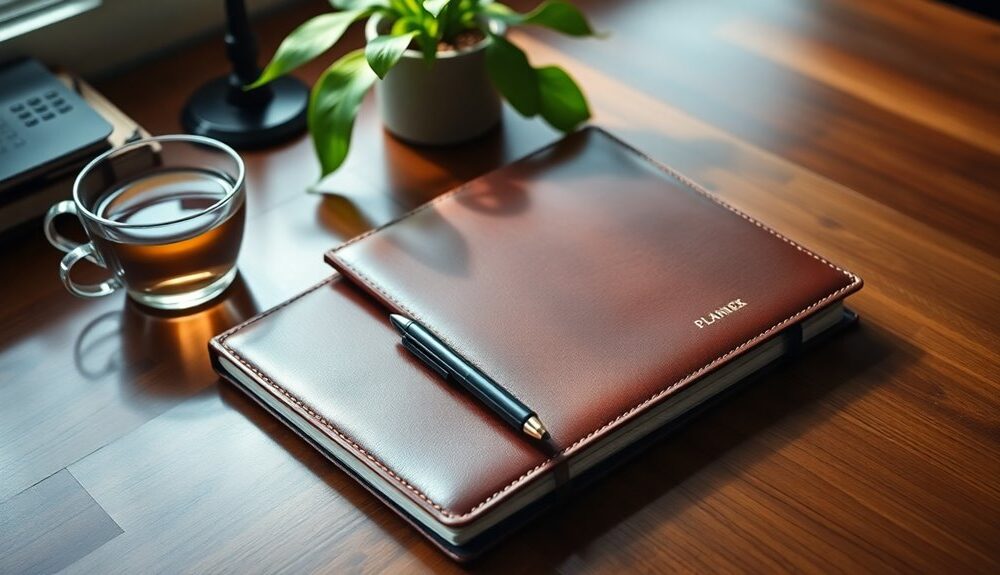 stylish leather bound planners selection