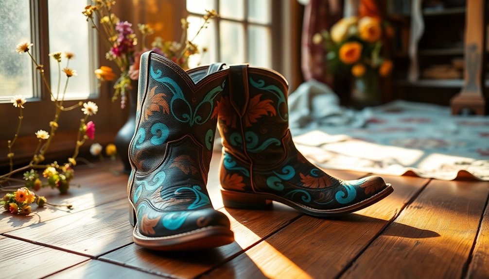 stylish leather cowboy footwear
