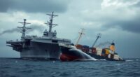 navy carrier collides merchant vessel