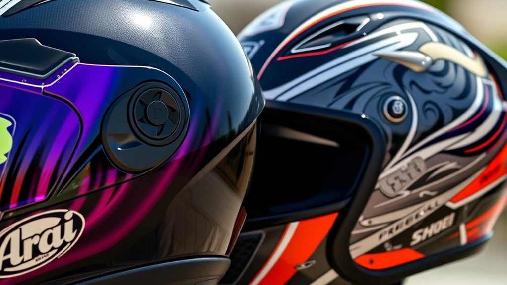 arai and shoei helmet characteristics