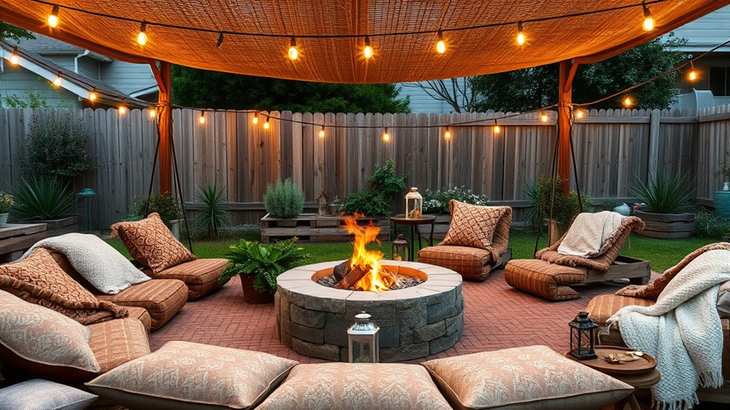 boho backyard fire lounge