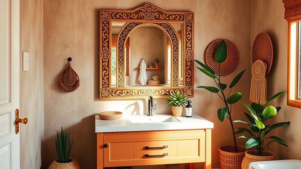 boho bathroom mirror frames