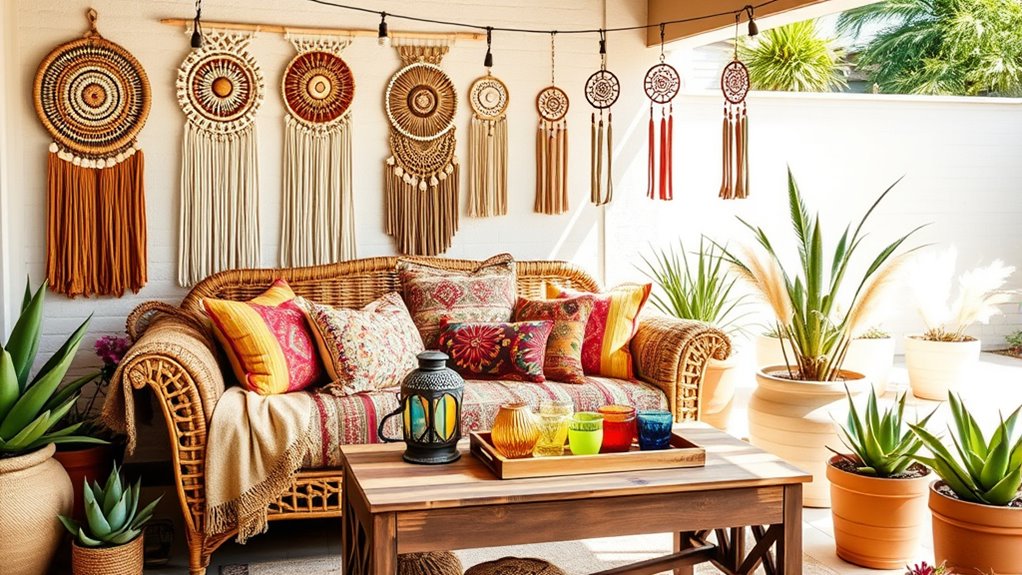 boho decor enhances patio