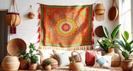 boho decor tapestries and baskets