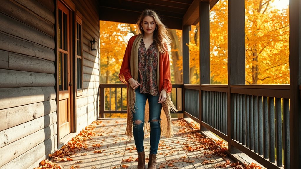 boho earth tones layering