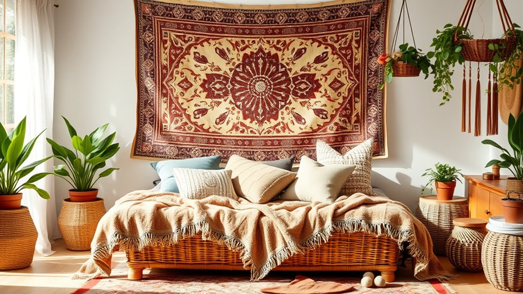 boho textiles cozy vibes
