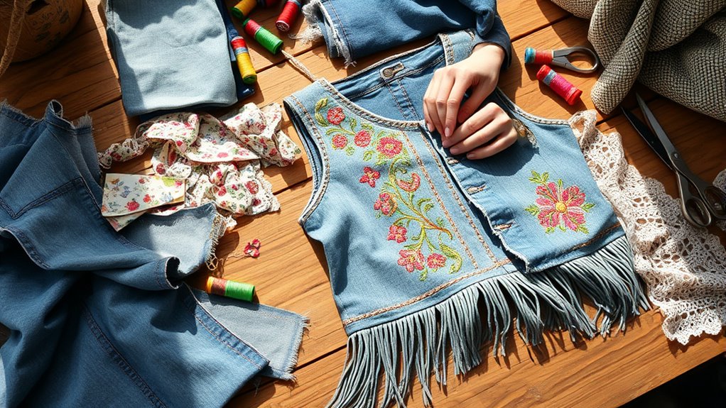 careful sewing and embellishments