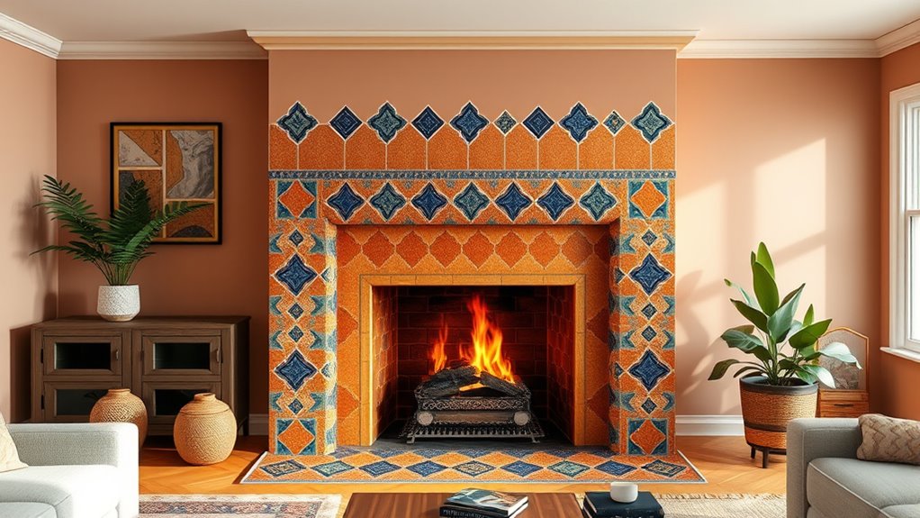 creative fireplace tile design