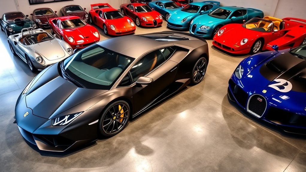 diverse vintage and luxury vehicles
