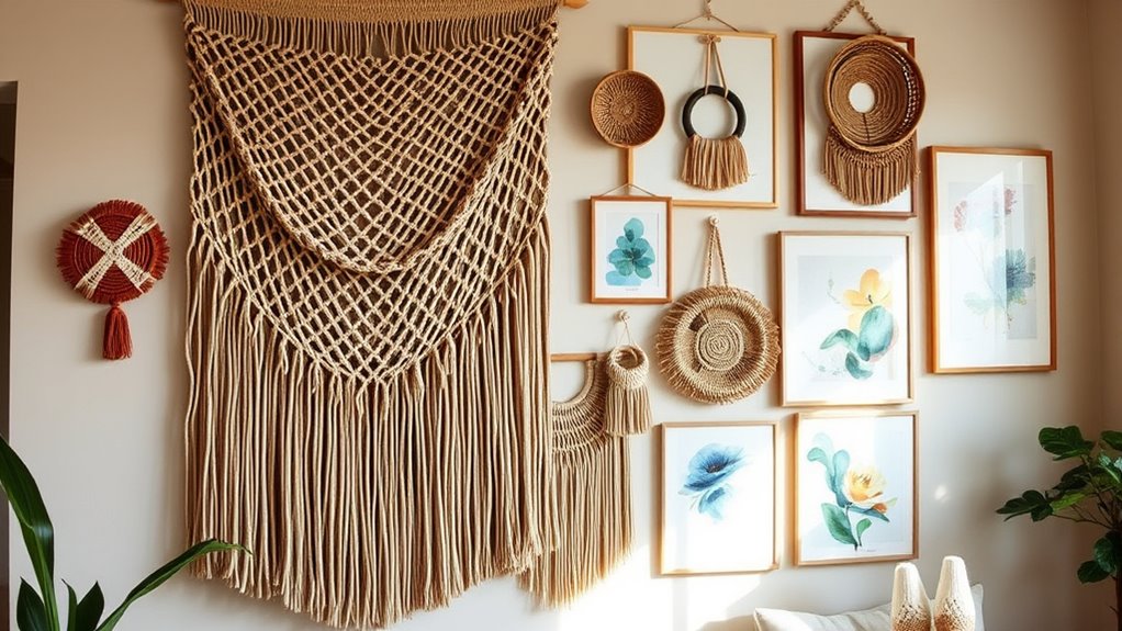 eclectic art gallery wall