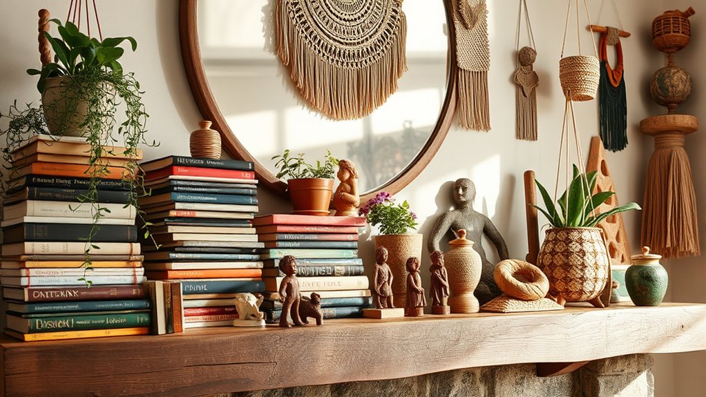 eclectic boho shelf styling