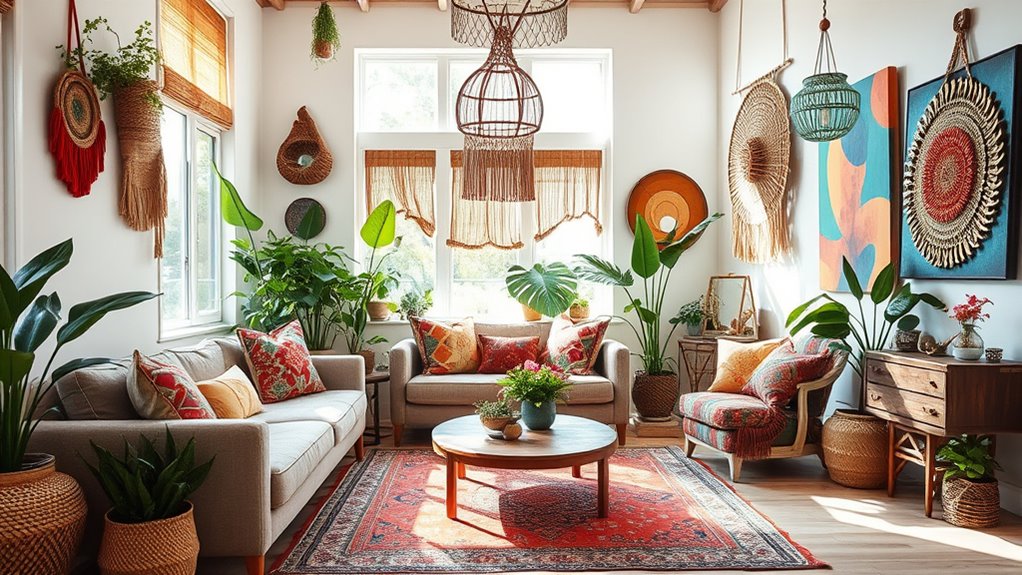 eclectic textured colorful decor