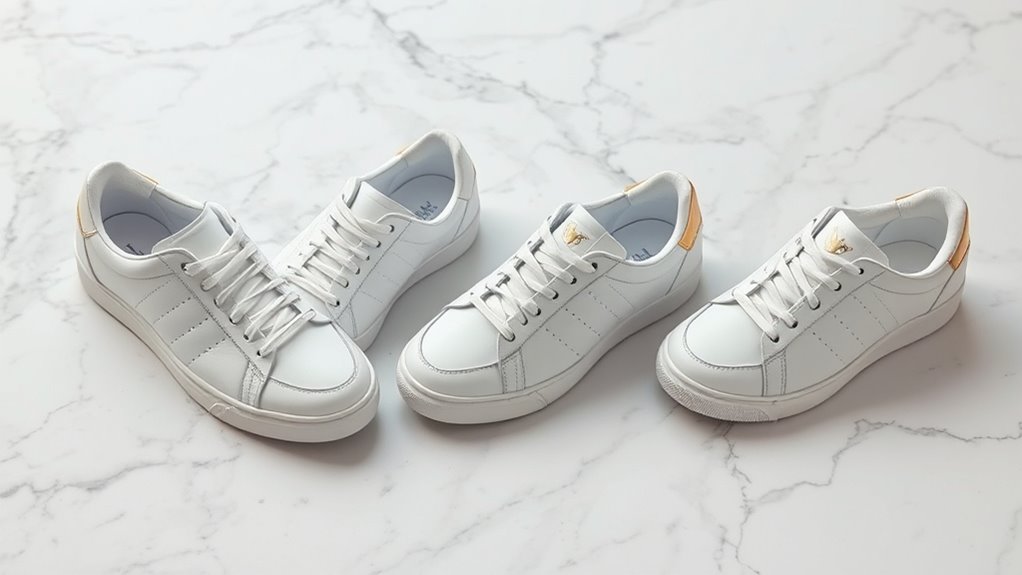 iconic white and metallic sneakers