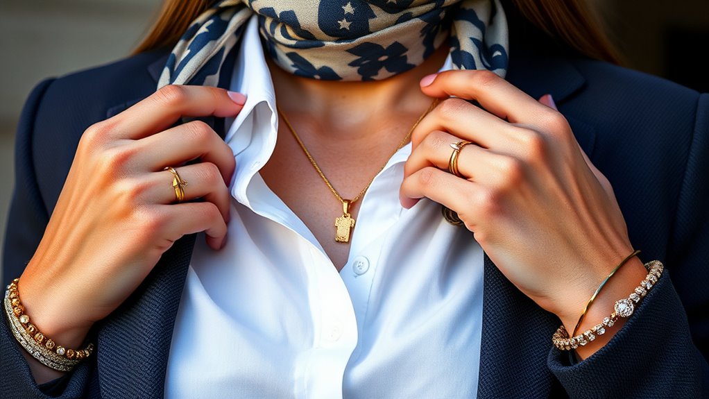 layered accessories create visual contrast
