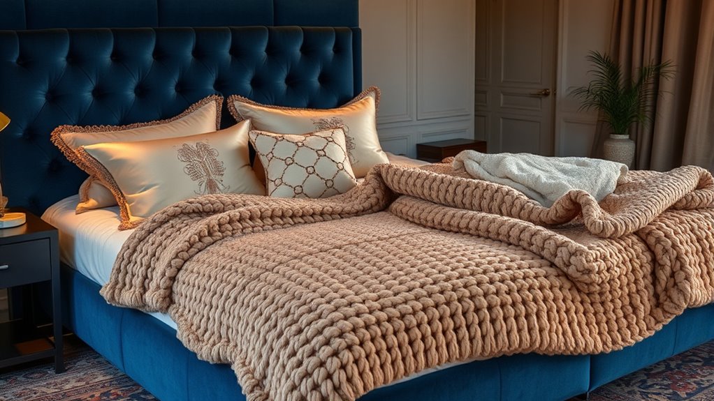 layered plush cozy textiles
