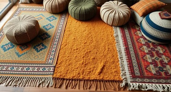 layered rugs and textiles
