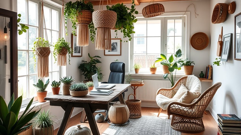 lush plants and natural materials