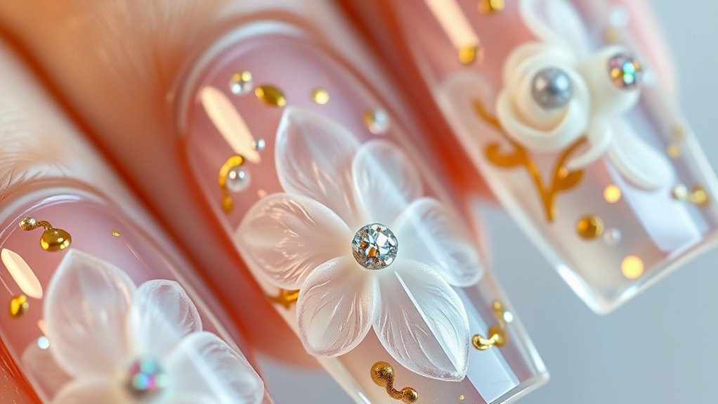 luxurious 3d embellished nails