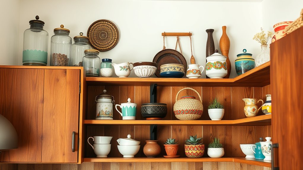 mix vintage eclectic shelves