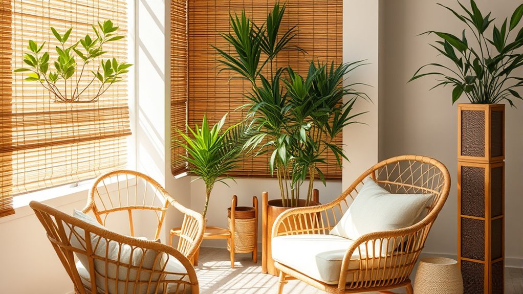 natural rattan and bamboo decor