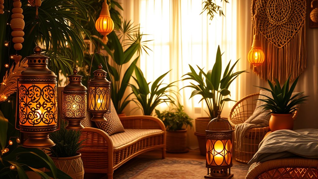 vintage lanterns create cozy ambiance