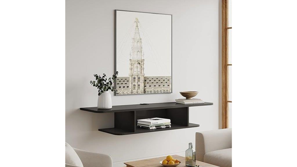 black wall mounted tv stand
