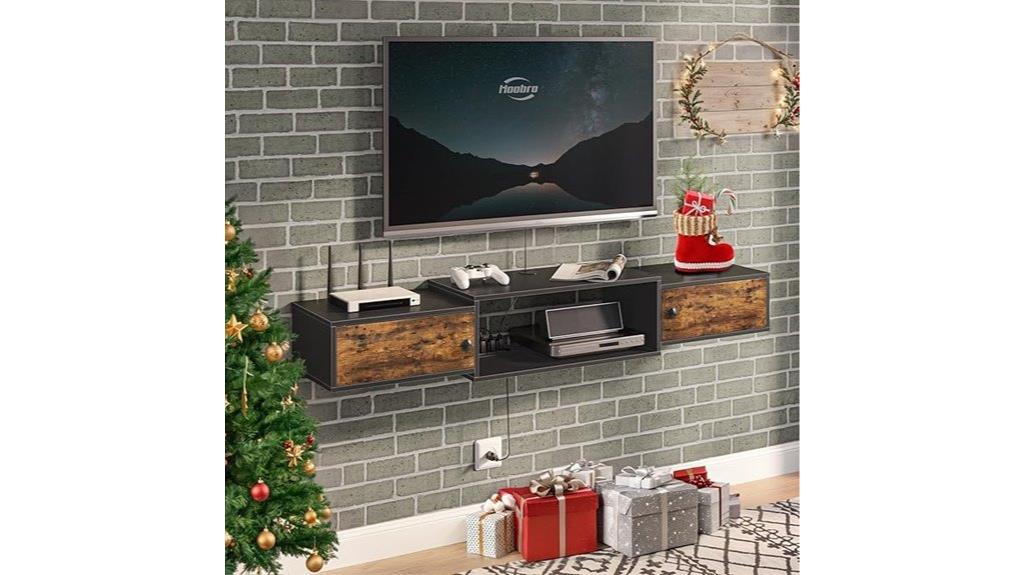 floating tv stand with outlet
