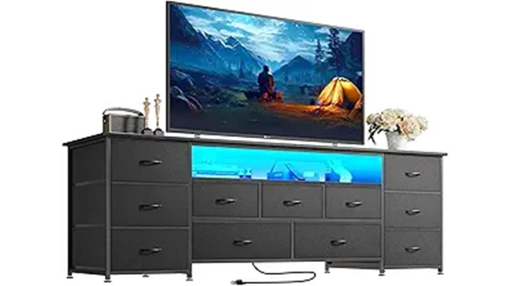 large tv stand with lights
