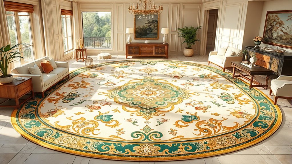 luxurious oval silk carpets