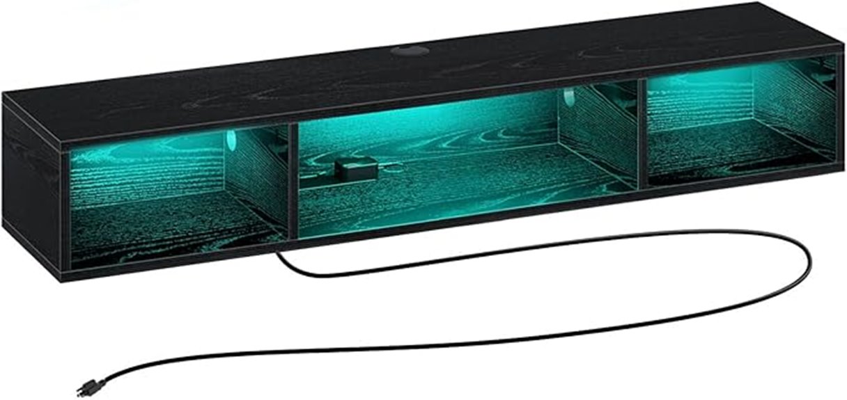 wall mounted tv stand with lighting