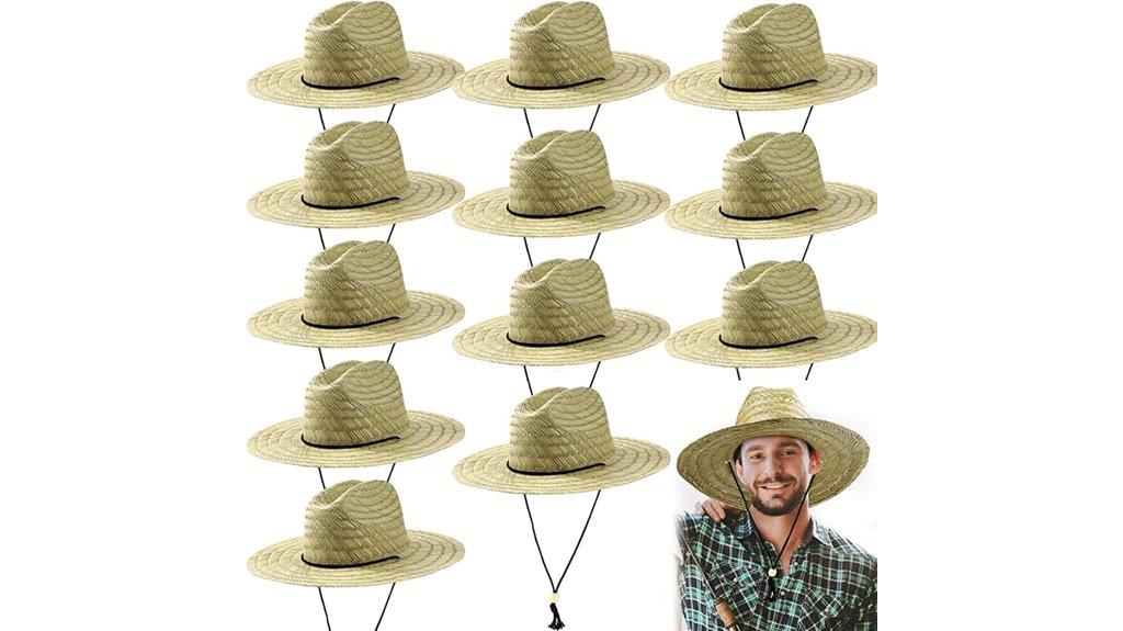 12 pack summer straw hats