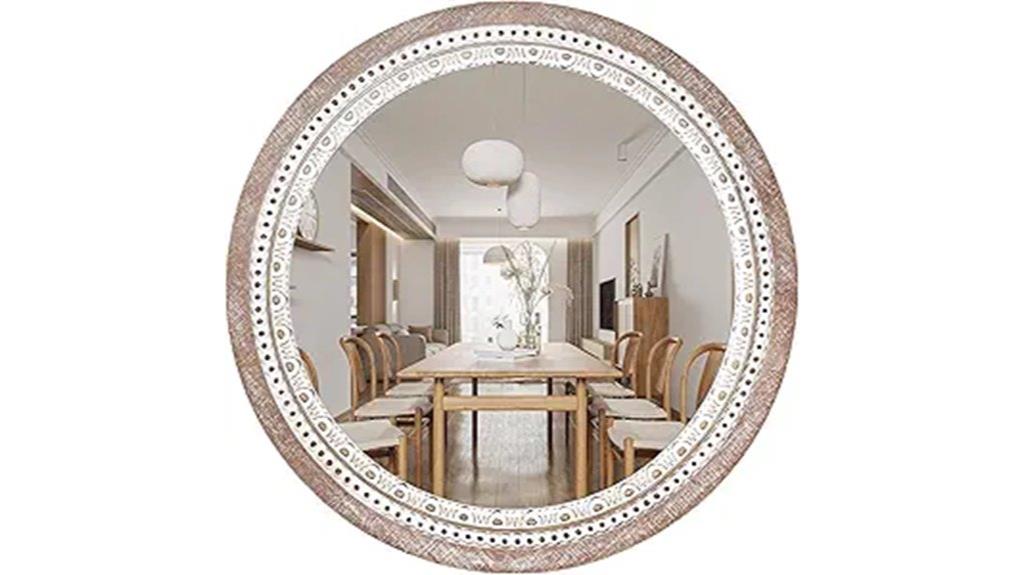 24 inch wooden round wall mirror