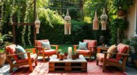 affordable boho backyard lounge