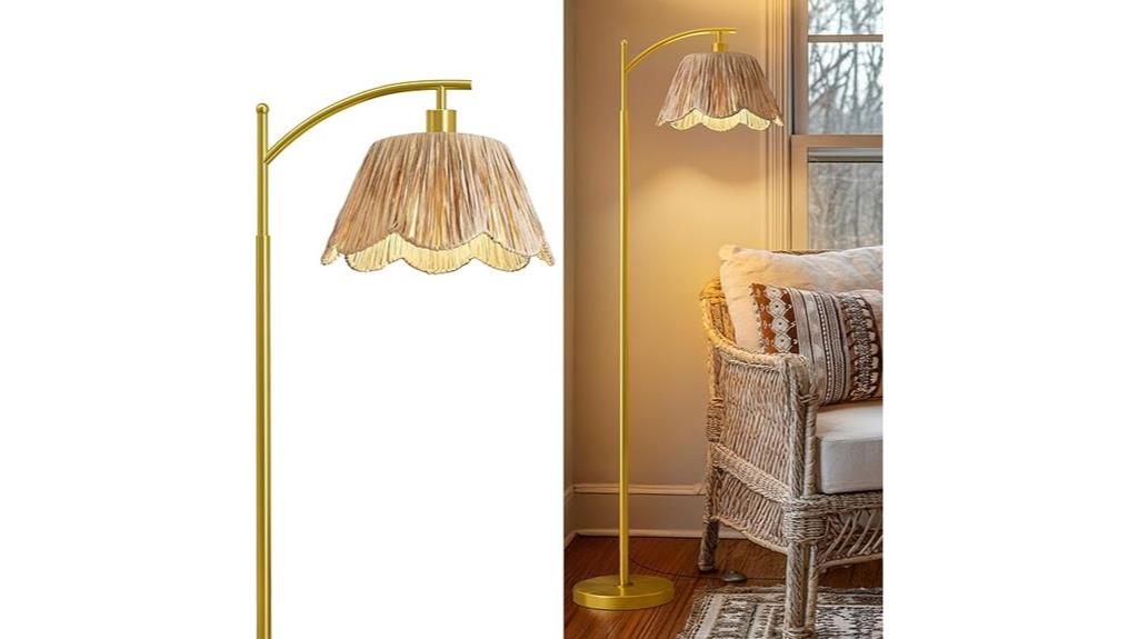 arc floor lamp wicker shade