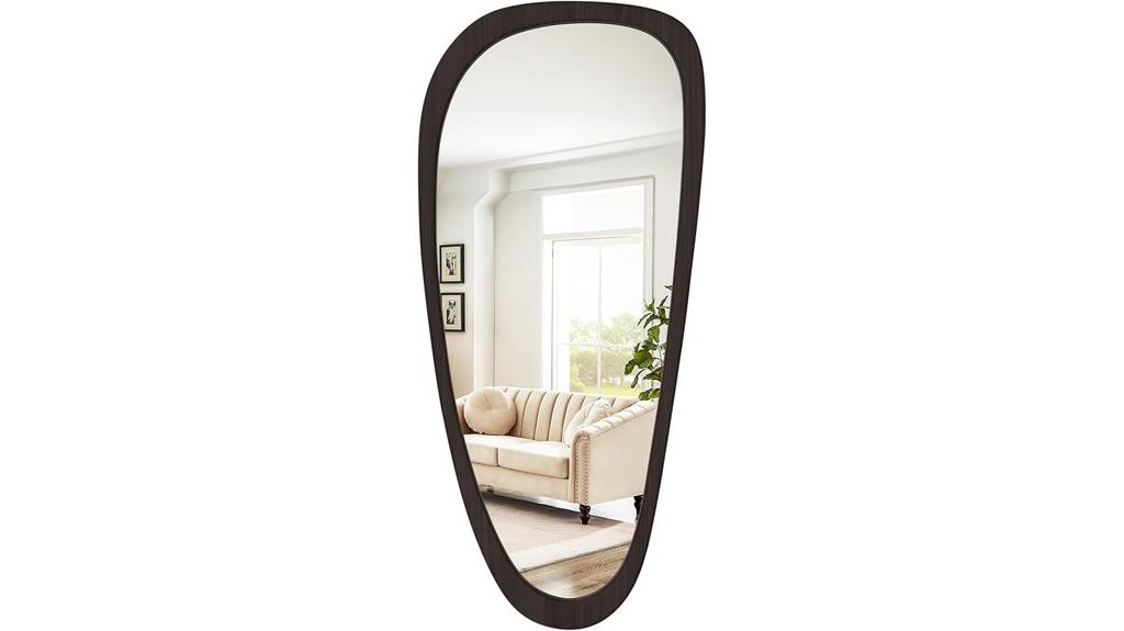 asymmetrical wooden wall mirror