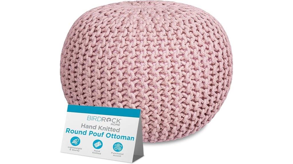 birdrock round cotton pouf