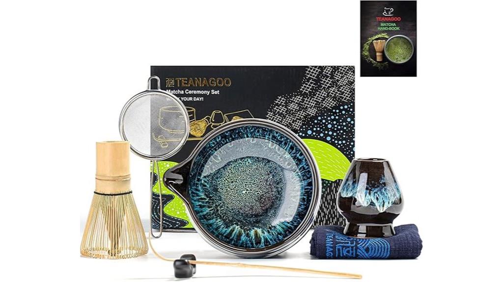 blue 7 piece matcha whisk