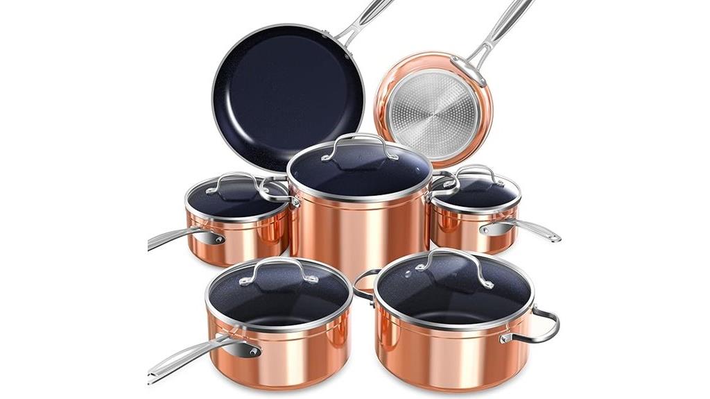 blue ceramic cookware set