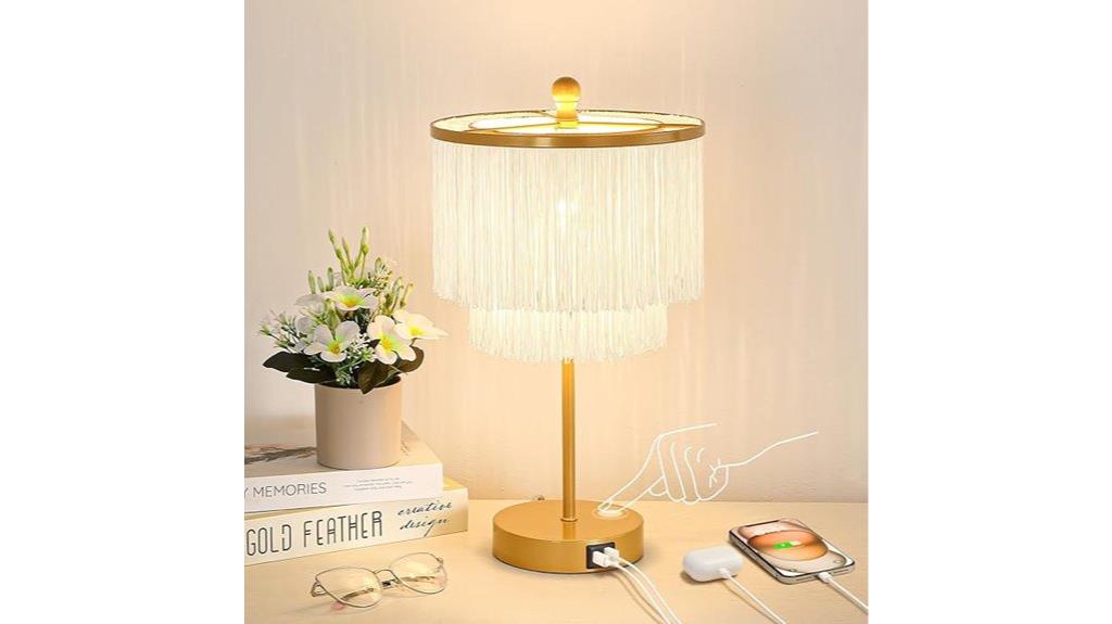 boho bedside lamp with usb