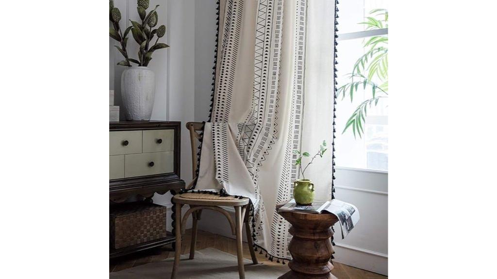 boho black white curtains