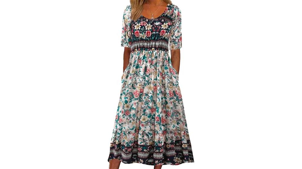 boho floral pleated dress