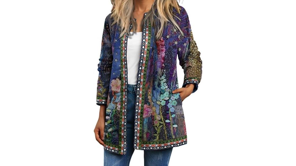 boho floral sleeve coat