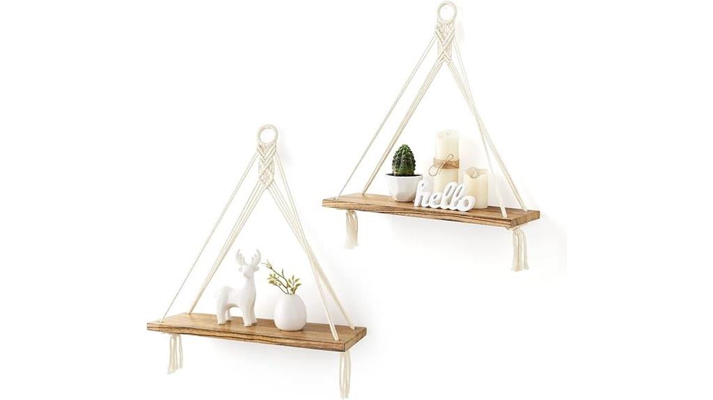 boho macrame wall shelves