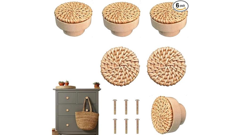 boho rattan dresser knobs