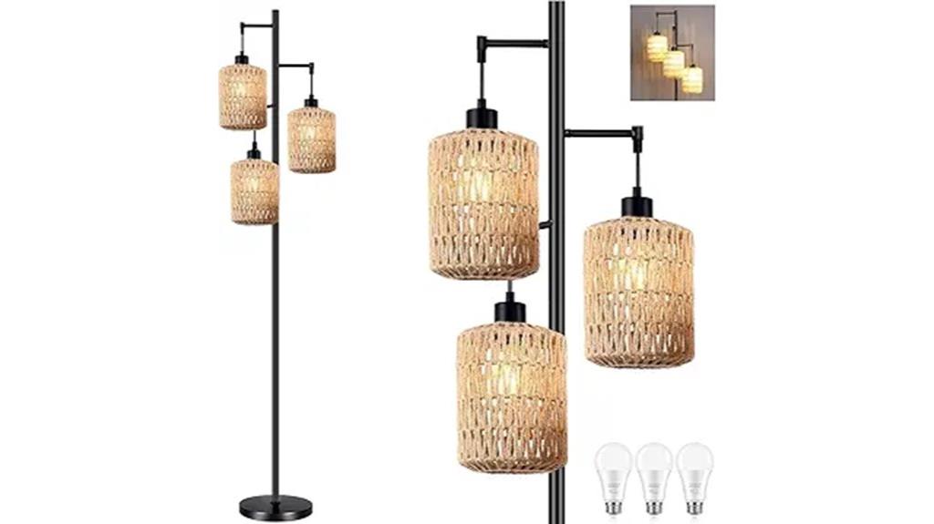 boho rattan floor lamp