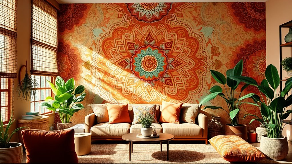 boho wall mural ideas
