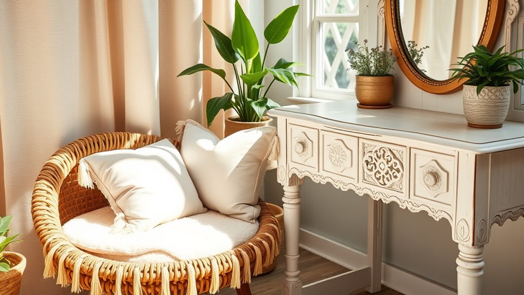 chic boho vanity stools