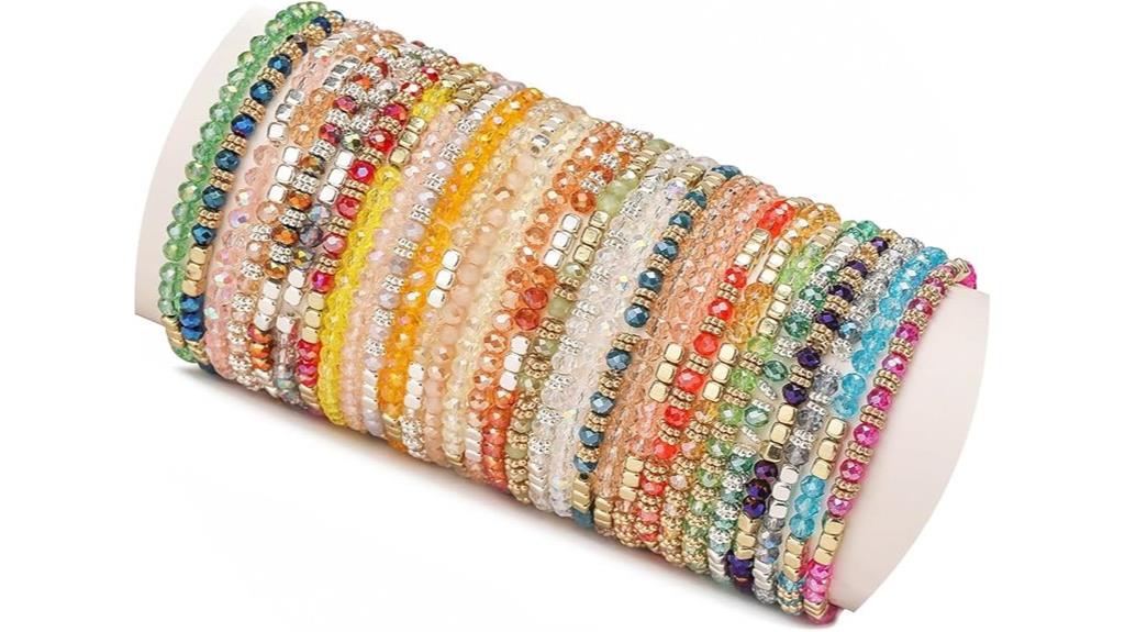 colorful beaded stackable bracelets