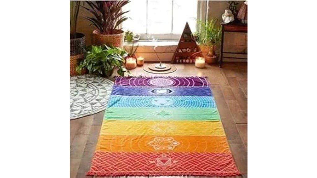 colorful rainbow chakra yoga mat